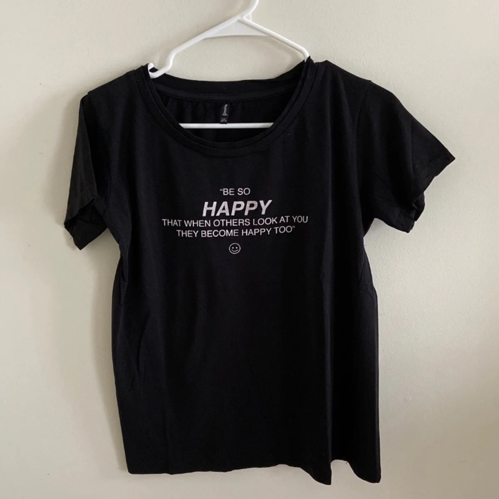 Be Happy tshirt black. Stradivarius